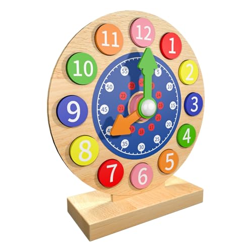 szaluyk Buntes Uhrenspielzeug – Farbsortieruhr | Lernuhren Für Kinder | Lernuhr Aus hölz Mit Farbsortierung | Buntes Analoguhrspielzeug | Lernuhr Aus hölz | Frühförderbedarf Für Kleinkinder von szaluyk
