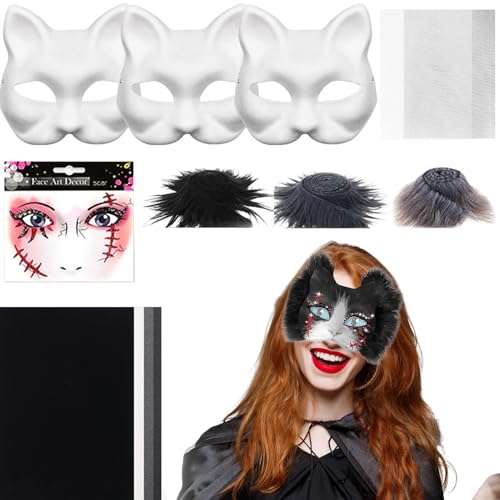 szaluyk Katzenmasken für Bastelprojekte,Masken-Bastelset - Bastelset Mit Mesh Und Filzstoff Kostüm Zubehör Für Party Cosplay Karneval szaluyk Katzenmasken für Bastelprojekte,Masken-Bastelset - Bastelset Mit Mesh Und Filzstoff Kostüm Zubehör Für Party Cosplay Karneval von szaluyk