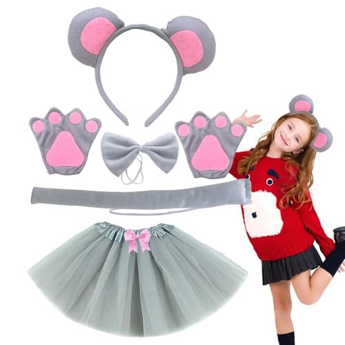 szaluyk Kostüm-Set für Kinder, Halloween-Cosplay-Outfit mit Tutu-Rock, Schwanz, -Stirnband und Fliege, niedliches Tier-Kostüm, Party-Zubehör für Mädchen und szaluyk Kostüm-Set für Kinder, Halloween-Cosplay-Outfit mit Tutu-Rock, Schwanz, -Stirnband und Fliege, niedliches Tier-Kostüm, Party-Zubehör für Mädchen und von szaluyk