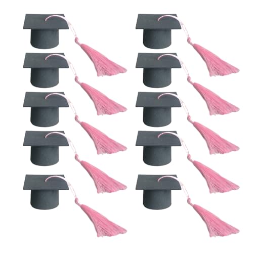 szutfidy Mini-Hut-Dekoration, Master-Abschlussfeier, 10 Stück, Junggesellenabschied, Doktor-Saison, Kuchendekoration, Requisite mit rosa von szutfidy
