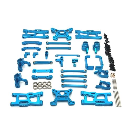 tKLNvZ 1/14 RC Auto Upgrade Teile Zubehör 144016 144018 Metall Lenkung Tasse Hub Carrier Schwinge Link Stange Shock Tower Kit(Blue) von tKLNvZ