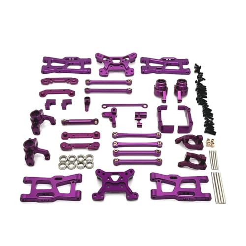tKLNvZ 1/14 RC Auto Upgrade Teile Zubehör 144016 144018 Metall Lenkung Tasse Hub Carrier Schwinge Link Stange Shock Tower Kit(Purple) von tKLNvZ