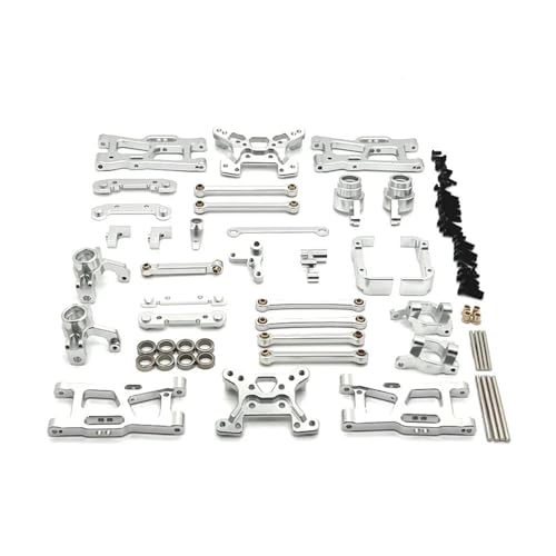 tKLNvZ 1/14 RC Auto Upgrade Teile Zubehör 144016 144018 Metall Lenkung Tasse Hub Carrier Schwinge Link Stange Shock Tower Kit(Silver) von tKLNvZ