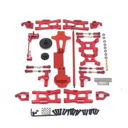 tKLNvZ 1/14 RC Auto Zubehör Metall Upgrade Teile Kits Schwinge Verbindungsstange Lenkblock Kompatibel mit 144001 144002 144010(Red) von tKLNvZ