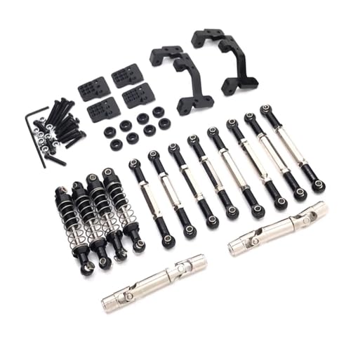 tKLNvZ 1/16 RC Auto Upgrade Teile C14 C24 C24-1 C54 Metall Chassis Link Stange Zugstange Halterung Stoßdämpfer Antriebswelle Set(Black) von tKLNvZ