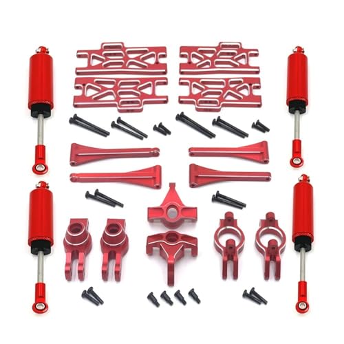 tKLNvZ 104016 104018 104009 12402-A 12404 12409 Metall-Upgrade-Teile-Set, Lenkungsbaugruppe, Verbindungsstange, Stoßdämpfer-Set, RC-Auto(Red) von tKLNvZ