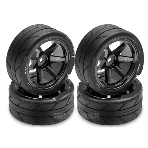 tKLNvZ 12 mm Sechskant-schwarze Felge, langlebiges Gummi, kompatibel mit 1/10 Flachauto-RC-Reifen, professionelles Rennen, 94123, Sakura D4 TT02 144001 (4 Stück, weiß) von tKLNvZ