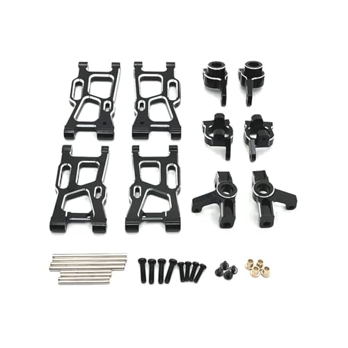 tKLNvZ 144001 144010 124007 124008 124016 124017 124018 124019 Metall Suspension Arme Lenkung Tasse Hub Carrier Set Upgrade Teile(Black) von tKLNvZ