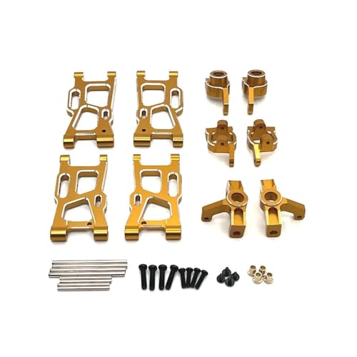 tKLNvZ 144001 144010 124007 124008 124016 124017 124018 124019 Metall Suspension Arme Lenkung Tasse Hub Carrier Set Upgrade Teile(Yellow) von tKLNvZ