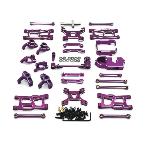 tKLNvZ 144001 144010 124007 124008 124017 124019 Metall Suspension Arm Lenkung Tasse Hub Carrier Shock Tower Link Upgrade Teile(Purple) von tKLNvZ