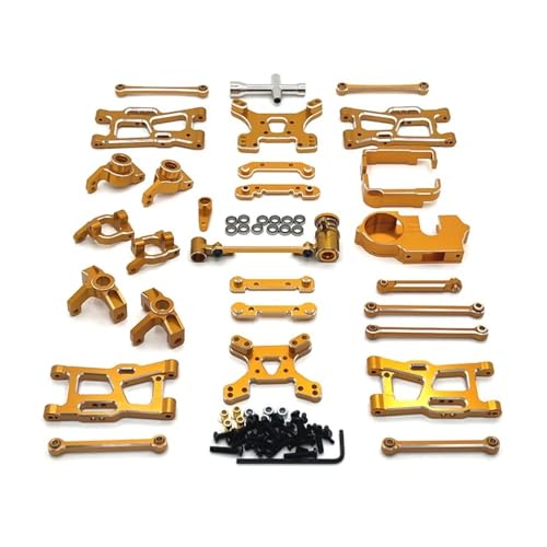 tKLNvZ 144001 144010 124007 124008 124017 124019 Metall Suspension Arm Lenkung Tasse Hub Carrier Shock Tower Link Upgrade Teile(Yellow) von tKLNvZ