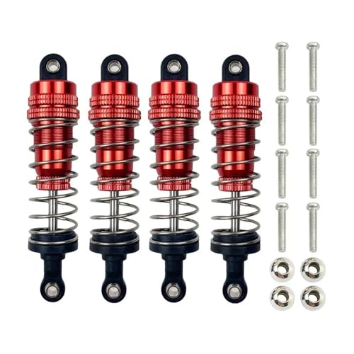 tKLNvZ 4 Stück 144001 144002 144010 124007 124008 124016 124017 124018 1240190 Metall Öl Stoßdämpfer Dämpfer RC Auto Upgrade Teile(Red) von tKLNvZ