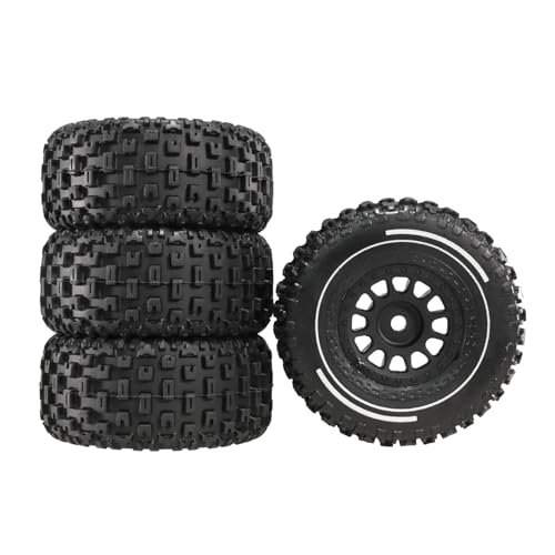 tKLNvZ 4 Stück 65 mm Gummireifen, 12 mm, kompatibel mit 14301 14302 14303 1/14 RC-Auto-Upgrade-Teile Zubehör(Black) von tKLNvZ