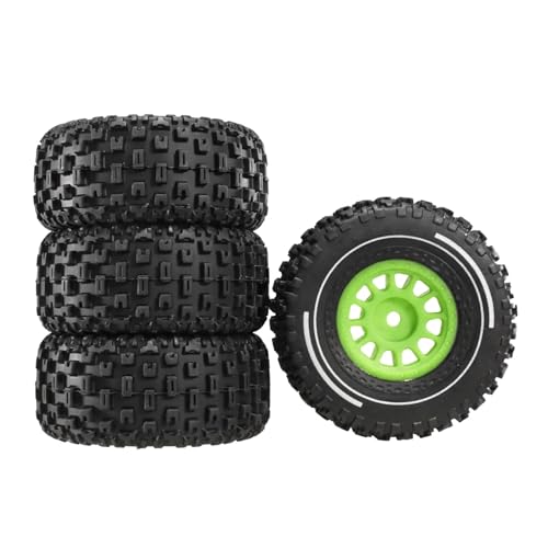 tKLNvZ 4 Stück 65 mm Gummireifen, 12 mm, kompatibel mit 14301 14302 14303 1/14 RC-Auto-Upgrade-Teile Zubehör(Green) von tKLNvZ