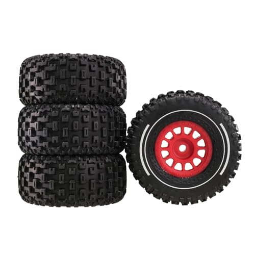 tKLNvZ 4 Stück 65 mm Gummireifen, 12 mm, kompatibel mit 14301 14302 14303 1/14 RC-Auto-Upgrade-Teile Zubehör(Red) von tKLNvZ