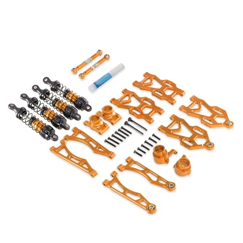 tKLNvZ Aluminiumlegierung-Aufhängungsarm-Sitz-Lenkbecher-Set, Upgrade-Metallteile-Zubehör, kompatibel mit RC-Auto 16101 16102Pro 16103(Gold-Shock) von tKLNvZ
