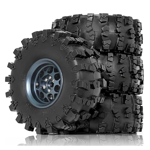 tKLNvZ Beadlock RC 2.2 Felgen und Gummireifen für Raupen, 4 Stück, kompatibel mit RC Raupen 1/10 SCX10 RBX10 90048 90018 TRX4(Titanium) von tKLNvZ