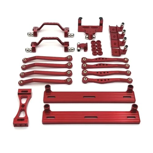 tKLNvZ C64 C64-1 Metall Chassis Link Stange Zugstange Montieren Seite Pedal Shock Mount Set 1/16 RC Auto Upgrade Teile Zubehör(Red) von tKLNvZ