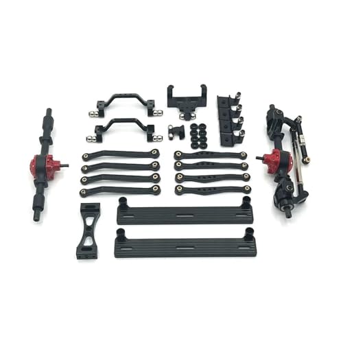 tKLNvZ C64 C64-1 Metall Vorder- und Hinterachse Chassis Verbindungsstange Zugstangenhalterung Seitenpedal Stoßdämpferhalterung Set 1/16 RC Auto Upgrade Teile(Black) von tKLNvZ
