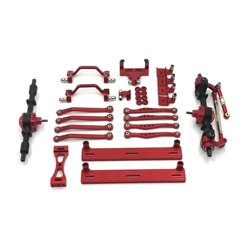 tKLNvZ C64 C64-1 Metall Vorder- und Hinterachse Chassis Verbindungsstange Zugstangenhalterung Seitenpedal Stoßdämpferhalterung Set 1/16 RC Auto Upgrade Teile(Red) von tKLNvZ