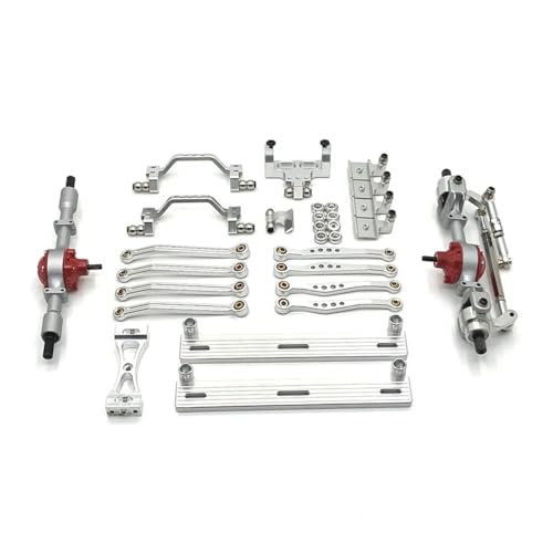 tKLNvZ C64 C64-1 Metall Vorder- und Hinterachse Chassis Verbindungsstange Zugstangenhalterung Seitenpedal Stoßdämpferhalterung Set 1/16 RC Auto Upgrade Teile(Silver) von tKLNvZ