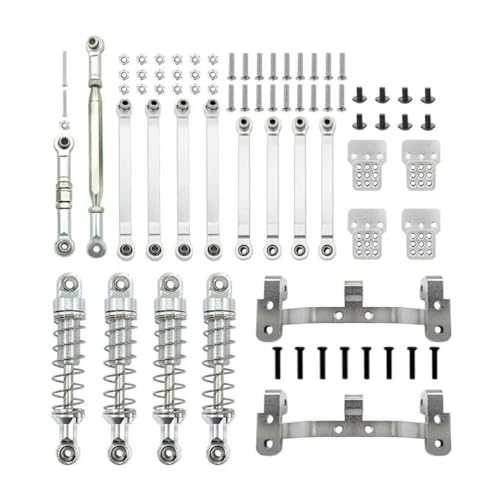tKLNvZ D90 MN98 MN99S Metall Suspension Link Rod Link Zugstangen Montieren Sitz Stoßdämpfer 1/12 RC Auto Upgrade Teile Zubehör(Silver) von tKLNvZ