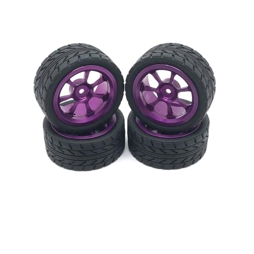 tKLNvZ Kompatibel mit 1/18 A949 A959 A969 A979 K929 und anderem RC-Car-Upgrade-Zubehör, modifizierte Metallräder mit Reifenhaut, 1 Set(Purple) von tKLNvZ