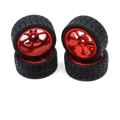 tKLNvZ Kompatibel mit 1/18 A949 A959 A969 A979 K929 und anderem RC-Car-Upgrade-Zubehör, modifizierte Metallräder mit Reifenhaut, 1 Set(Red) von tKLNvZ
