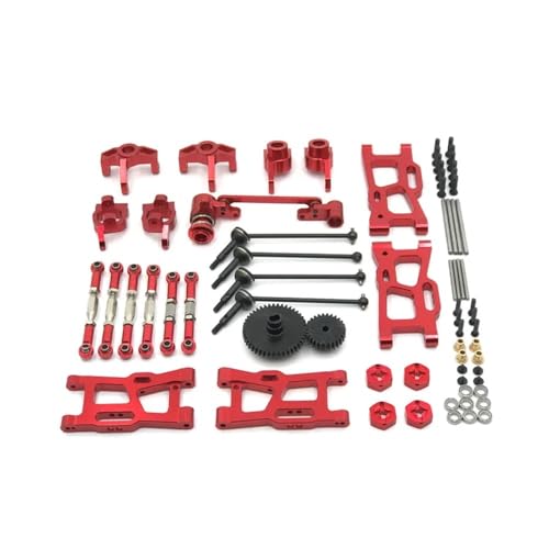 tKLNvZ Kompatibel mit 124016 124017-18 124019 144001144010 RC Autoteile Metall-Upgrade-Kit Antriebswelle Zugstange Schwinge Lenkgetriebe(Red) von tKLNvZ