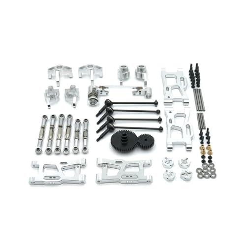 tKLNvZ Kompatibel mit 124016 124017-18 124019 144001144010 RC Autoteile Metall-Upgrade-Kit Antriebswelle Zugstange Schwinge Lenkgetriebe(Silver) von tKLNvZ