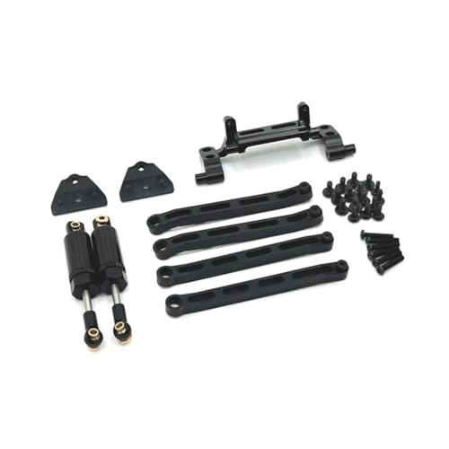 tKLNvZ MN168 MN82 MN78 Metall Chassis Link Stange Zugstange Servo Halterung Öl Stoßdämpfer Kit 1/12 RC Auto Upgrade Teile zubehör(Black) von tKLNvZ