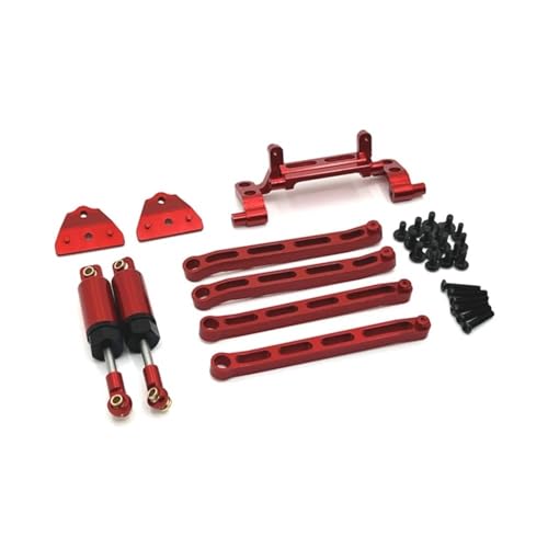 tKLNvZ MN168 MN82 MN78 Metall Chassis Link Stange Zugstange Servo Halterung Öl Stoßdämpfer Kit 1/12 RC Auto Upgrade Teile zubehör(Red) von tKLNvZ