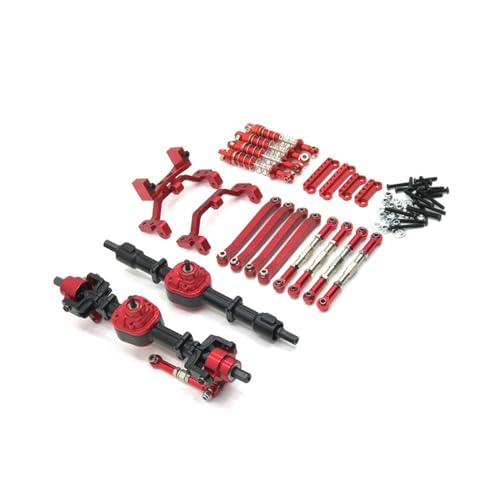 tKLNvZ Metall-Upgrade Vorder- und Hinterachse Baugruppe Spurstange Stoßdämpfer Kit Kompatibel mit 1/12 D90 D91 D96 MN98 99S RC Autoteile(Burgundy) von tKLNvZ