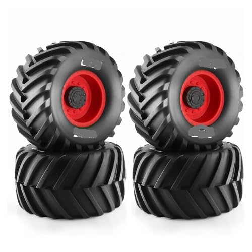 tKLNvZ Monster Truck Buggy Reifen 135mm 1/10 4 Stück 12mm Sechskant Upgrade Teile (Red) von tKLNvZ