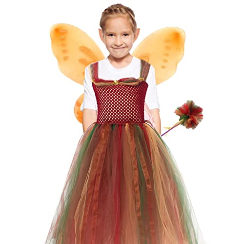 tacery Feenflügel Kostü für Mädchen,Bezauberndes Elfen-Fee-Kostü - Mädchen Fairy Wings Kostü Kostü Tüllkleid mit Flügeln Fairy Stick Ear Set von tacery