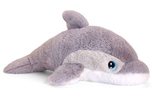 HDmirrorR tachi Kuscheltier Delfin Grau, Großer Plüschtier Meeressäuger 25 cm, Kindersicheres Stofftier liegend von tachi