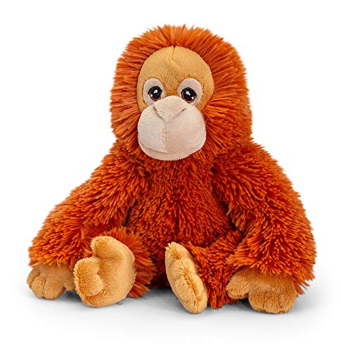 tachi Plüschtier AFFE Orang Utan Rot Braun, Sitzender Kuschelaffe aus recycelten Plüsch, Stofftier 18 cm von tachi