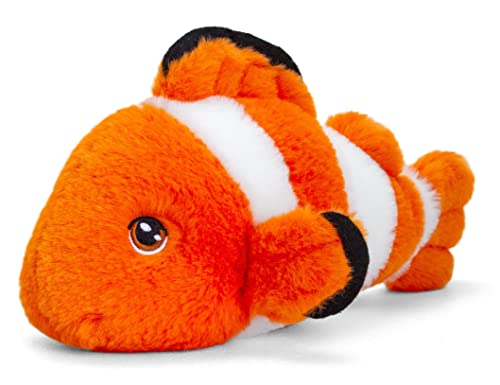 tachi Plüschtier Clownfisch orange weiß, Kuscheltier Fisch mit Streifen, Stofftier groß 28 cm von tachi