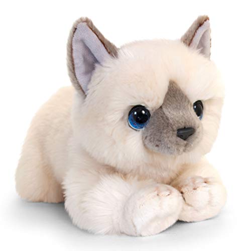 tachi Plüschtier Katze Creme weiß, Kuscheltier Kätzchen 32 cm, Plüsch Stoffkätzchen liegend von tachi