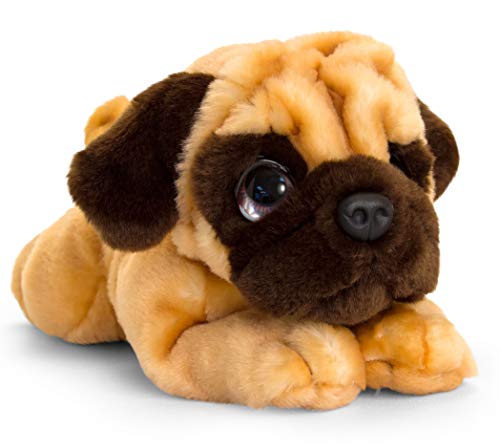 tachi Plüschtier Mops beige, weicher Kuscheltier Welpe 25 cm, Stofftier Hund liegend von tachi