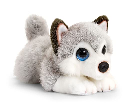 tachi Stofftier Hund 25 cm, Plüschtier Husky grau weiß, Liegender Kuscheltier Welpe weich von tachi