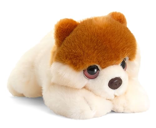 tachi Zwergspitz Plüschtier 25 cm, Stofftier Hündchen weiß beige, Kuscheltier Hund liegend von tachi