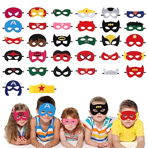 32 Stücke Superhelden-Masken,Kinder Party Masken,Superhelden Maske zum Ausmalen Kinder Papier Superheldenmaske Basteln Kreative Superhero Cosplay Filz Masken,Kindermasken Maske zum Kindergeburtstag von talifoca
