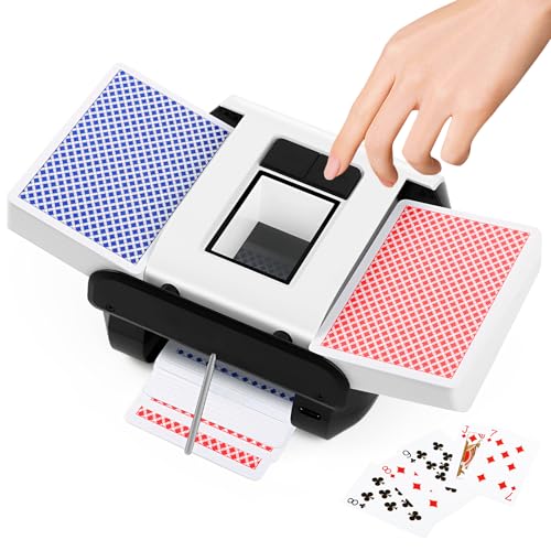 talifoca Automatischer Kartenmischer, Kartenmischmaschine Elektrische für 1–2 Decks, Kartenmischgerät 2000mAh One-Press Auto Manueller Wiederaufladbarer für UNO Skip BO Kartenspiel Poker Phase10 von talifoca