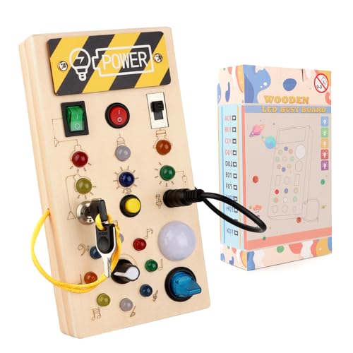 talifoca Montessori Busy Board ab 1 Jahr,Activity Board Holzspielzeug mit 8 LED-Lichtschalter Spielzeug,Baby Spielzeug Geschenk Sensory Learning Toys Geeignet für 1 2 3 4 Jahre alte Babys talifoca Montessori Busy Board ab 1 Jahr,Activity Board Holzspielzeug mit 8 LED-Lichtschalter Spielzeug,Baby Spielzeug Geschenk Sensory Learning Toys Geeignet für 1 2 3 4 Jahre alte Babys von talifoca