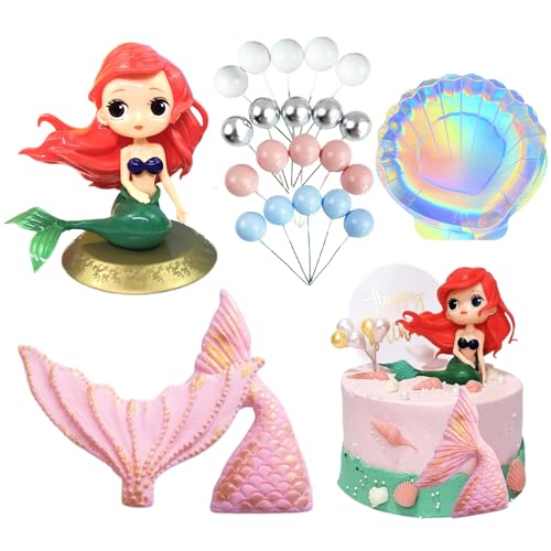 Meerjungfrau Tortendeko, Tangger Unterwasser Ozean Cake Topper, 24 Stück Geburtstag Deko Happy Birthday Tortenaufsatz für Mädchen Meerjungfrau Tortendeko, Tangger Unterwasser Ozean Cake Topper, 24 Stück Geburtstag Deko Happy Birthday Tortenaufsatz für Mädchen von tangger