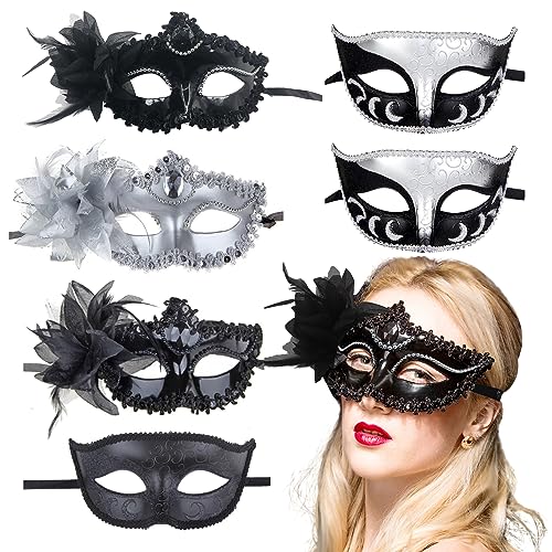 tangger 6 Stück Venezianische Maske Paar Maskerade Mask Venezianischen Maske Kostüm Masken für Damen Herren Halloween Karneval Party von tangger