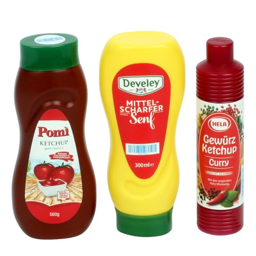 tanner DER KLEINE KAUFMANN TANNER Deco - Saucen Set, mini Kunststoffflaschen mit Pomi Ketchup, Develey Senf und Hela Gewürzketchup, für Kaufmannsladen, lebensmittelechtes Design, 0066.5 tanner DER KLEINE KAUFMANN TANNER Deco - Saucen Set, mini Kunststoffflaschen mit Pomi Ketchup, Develey Senf und Hela Gewürzketchup, für Kaufmannsladen, lebensmittelechtes Design, 0066.5 von Tanner - DER KLEINE KAUFMANN Deco