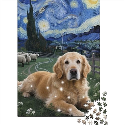 Golden-Retriever Puzzle 1000 Teile Schwer Puzzle Spielzeug Pädagogisches Spiel Impossible Herausforderung Spielzeug Für Erwachsene Und Kinder Ab 14 Jahren 1000pcs (75x50cm) von tanpiaoliang