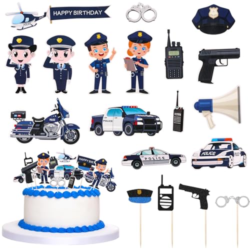 taonganui 27 Stück Polizei Tortendeko Polizei Cupcake Topper, Happy Birthday Cake Topper Polizei Geburtstagsparty Deko Polizei Polizeiauto Kuchendekoration Baby Jungen Kinder Geburtstag Party Deko taonganui 27 Stück Polizei Tortendeko Polizei Cupcake Topper, Happy Birthday Cake Topper Polizei Geburtstagsparty Deko Polizei Polizeiauto Kuchendekoration Baby Jungen Kinder Geburtstag Party Deko von taonganui